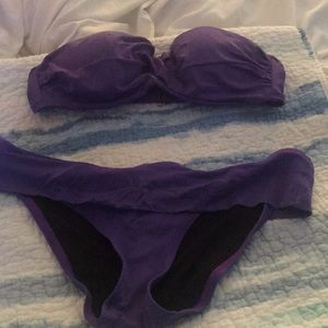 Purple strapless bikini VS